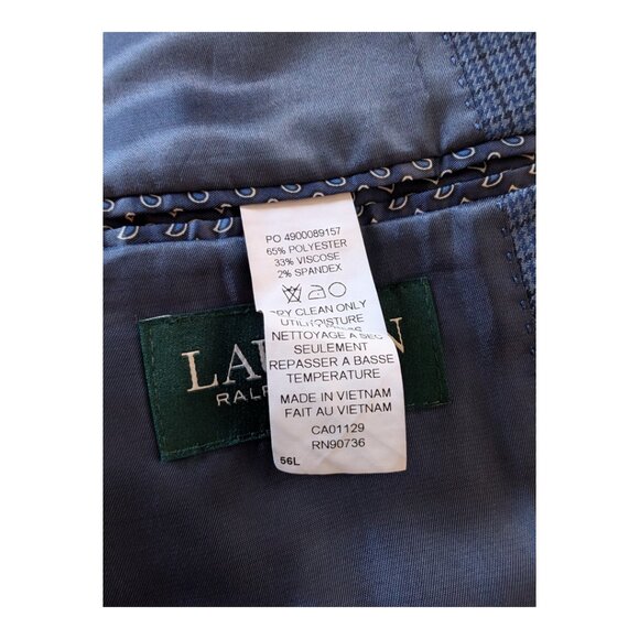 Lauren Ralph Lauren Men’s Big & Tall Blue Suit Jacket Blazer, Sport Coat, 56L - Picture 8 of 11